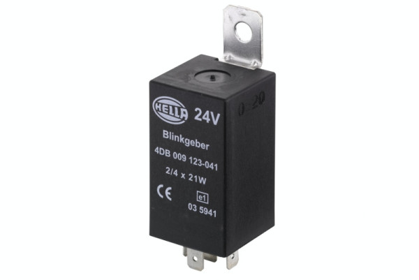 HELLA Blinkgeber, 24V, 4-polig, Anbau, elektronisch, mit Halter, Hellzeit: 50 ± 5 %, 4DB 009 123-041