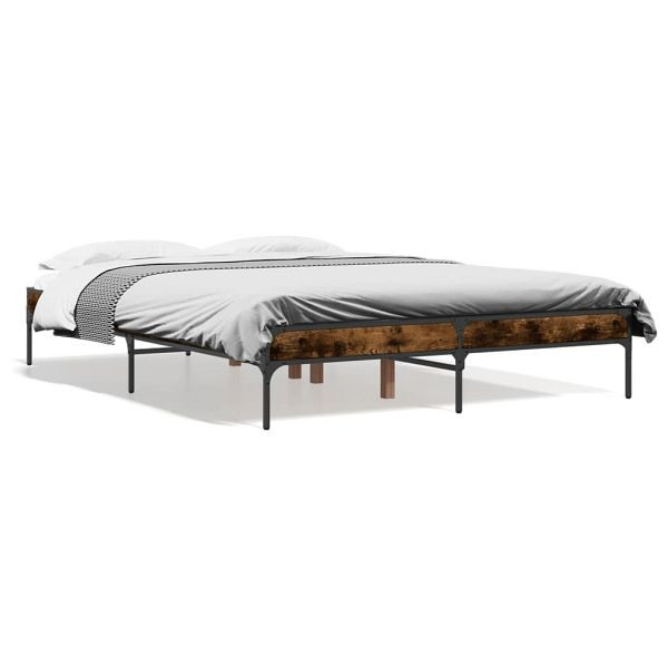 vidaXL Bettgestell Räuchereiche 120x200 cm Holzwerkstoff und Metall, 845023