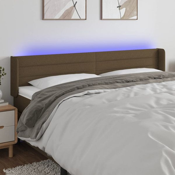 vidaXL LED Kopfteil Dunkelbraun 203x16x78/88 cm Stoff, 3123401