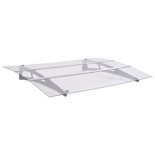 vidaXL Türvordach Silbern und Transparent 150x90 cm PET, 144829