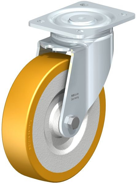 Blickle LH-SETH 200K Stahlblech-Lenkrolle, Schwerlast-Ausführung, mit Anschraubplatte, Blickle Extrathane®, Hellbraun, 45328