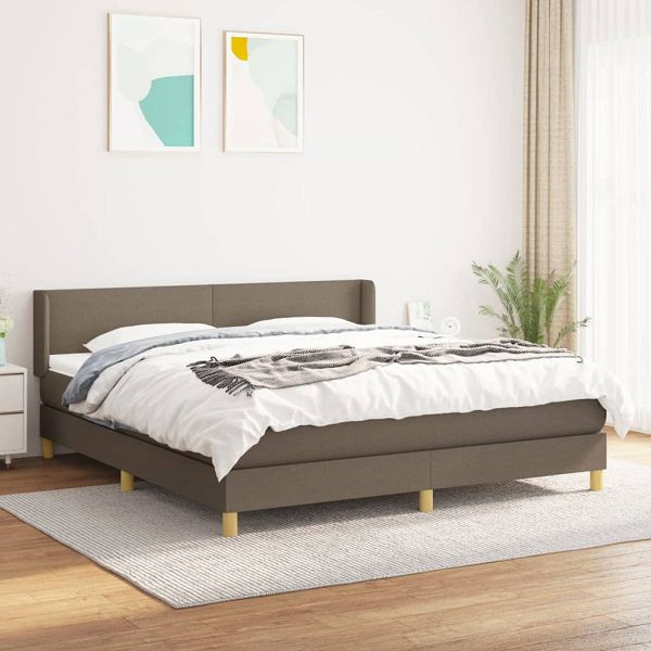 vidaXL Boxspringbett mit Matratze Taupe 180x200 cm Stoff, 3130133