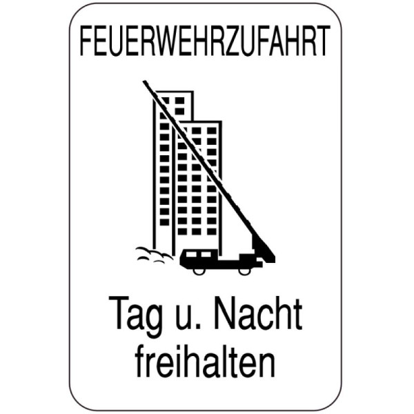 Stein HGS Sonderschild, Feuerwehrzufahrt Tag und Nacht freihalten, 400 x 600 mm, 14892