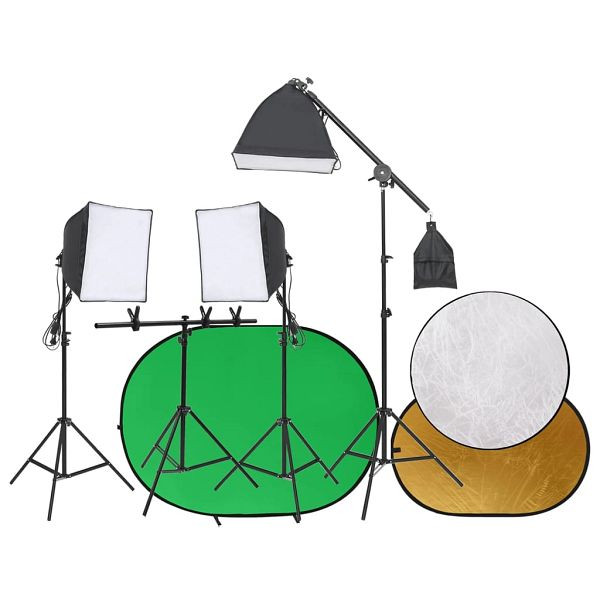 vidaXL Fotostudio-Set mit Leuchten, Hintergrund und Reflektor, 3143973