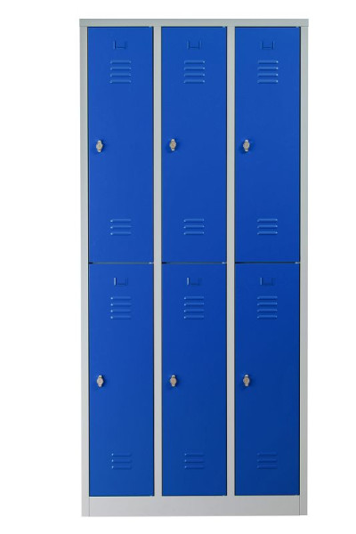 Gürkan Garderobenschrank, 50 x 90 x 195 cm, Lichtgrau, Enzianblau, Vorhangschloss, WRC.6(3.2).19590, 106124