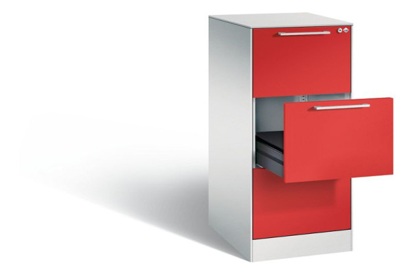C+P Karteischrank Asisto, H1010xB440xT600mm, Farbe: Lichtgrau / feuerrot, Bügelgriff, 146245-321 S10026