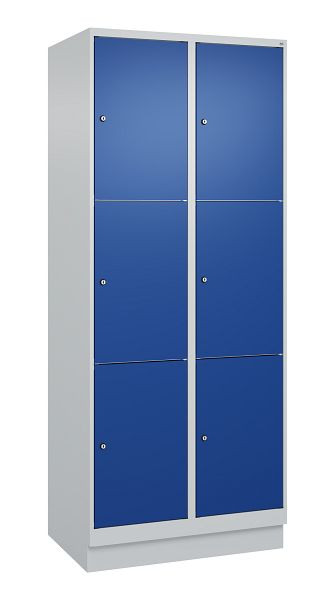 C+P Schließfachschrank Classic PLUS, Sockel, 2 Abteile mit je 3 Fächern, 1950x800x500mm, 7035/5010, 080020-223 S10003