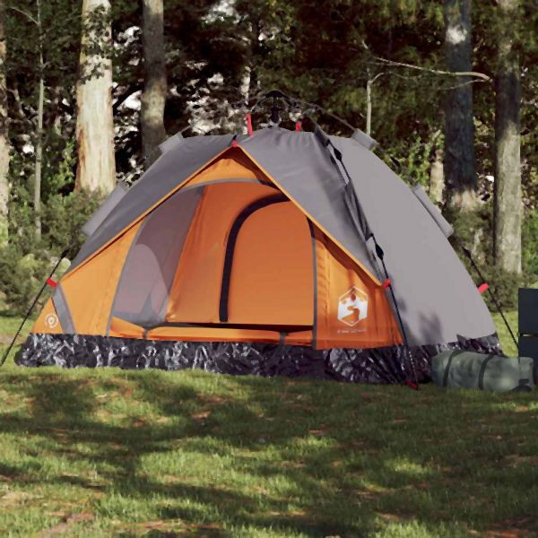 vidaXL Kuppel-Campingzelt 2 Personen Grau und Orange Quick Release, 4004191