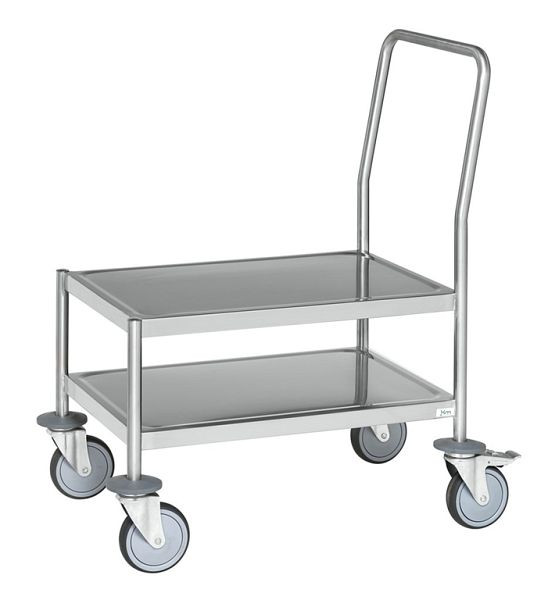 Kongamek Rostfreier Trolley-Tisch, 2-Niveau-Griff, Plattformwagen, C3, 800 x 550 x 905 mm, KM60363MR-2-S