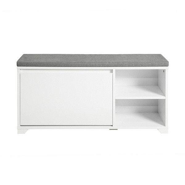 SoBuy Schuhbank mit einer Tür Weiß 90x24x49 cm, Klassisch, FSR119-W