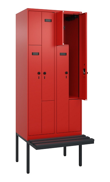 C+P Z-Spind Evolo PLUS, Bank, 4 Fächer, 2120x800x815mm, 3020/3020, Drehriegel, Material Sitzfläche Kunststoff, 0490437-224 S10085