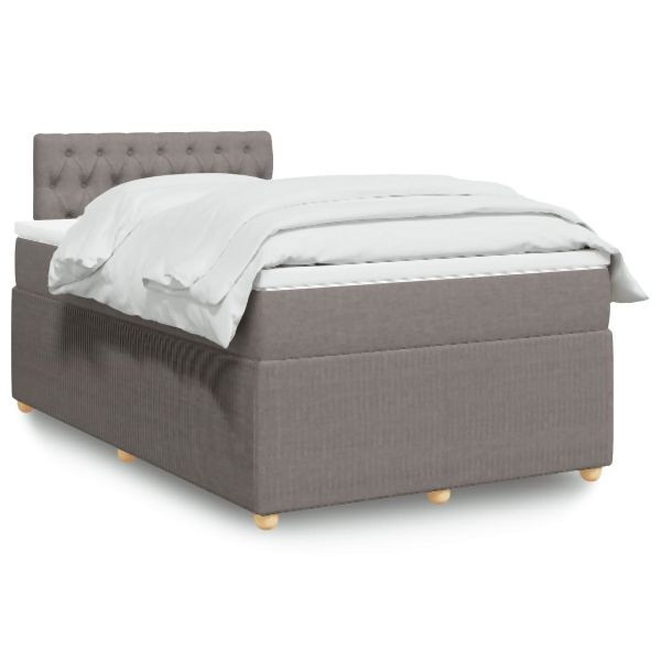 vidaXL Boxspringbett mit Matratze Taupe 120x190 cm Stoff, 3287406