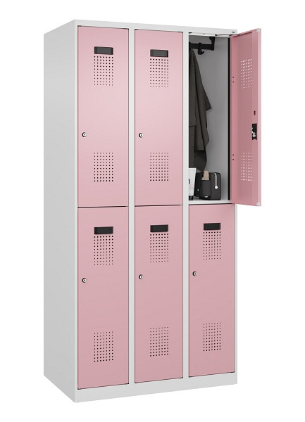 C+P Doppelstöckiger Spind Evolo PLUS, 6 Fächer, 1850x900x500mm, 9016/3015, Zylinderschloss, 049300-30 S10045