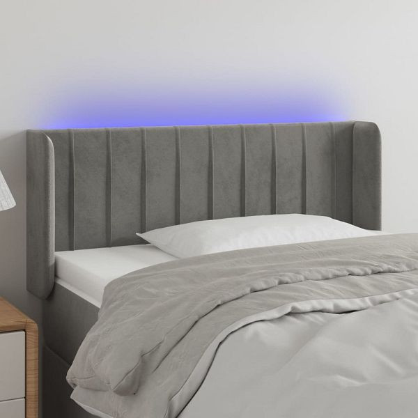 vidaXL LED Kopfteil Hellgrau 83x16x78/88 cm Samt, 3123504