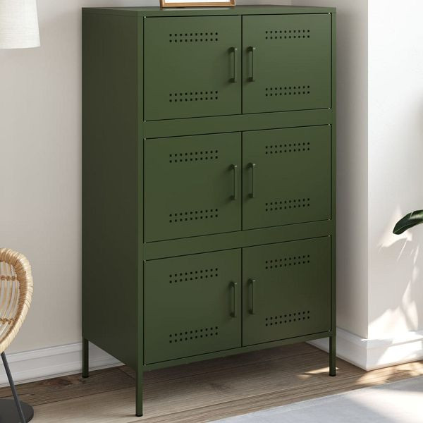 vidaXL Highboard Olivgrün 68x39x113 cm Stahl, Top-Qualität, 842962