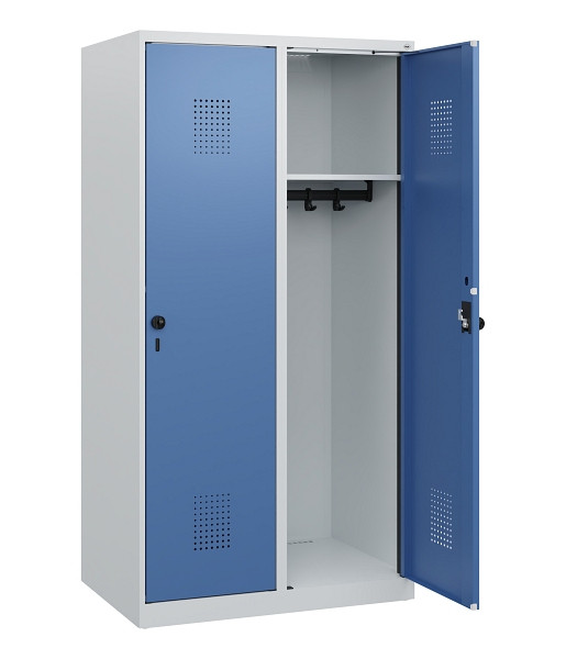 C+P Spind Evolo PLUS, 2 Abteile, 1530x800x500mm, 7035/5023, Drehriegel, 0490005-22 S10008