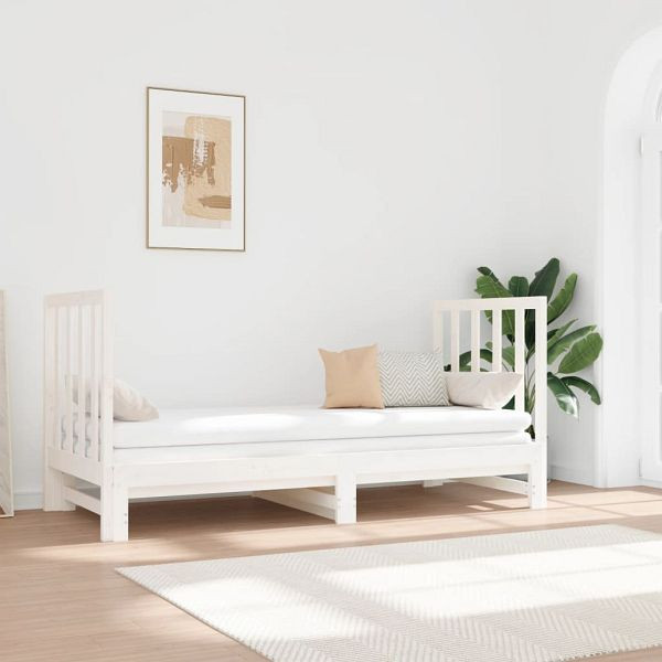 vidaXL Tagesbett Ausziehbar Weiß 2x(90x190) cm Massivholz Kiefer, 3124768