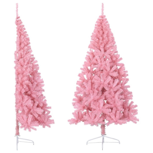 vidaXL Künstlicher Halb-Weihnachtsbaum mit Ständer Rosa 210 cm PVC, 344673