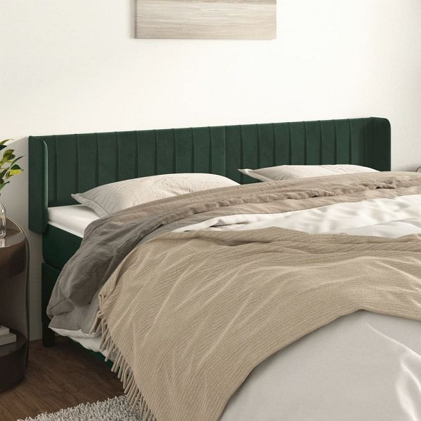 vidaXL Kopfteil mit Ohren Dunkelgrün 163x16x78/88 cm Samt, 3119063