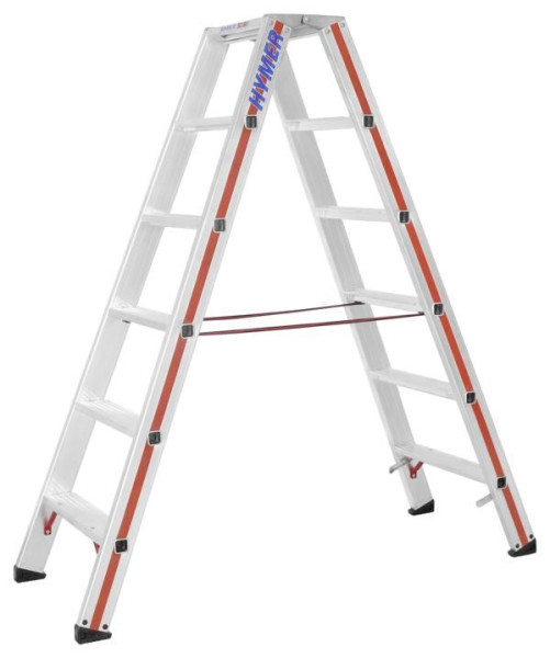 HYMER Stufenstehleiter, beidseitig begehbar, 2x6 Stufen, Länge 1,53 m, Standhöhe: 0,92 m, 802412