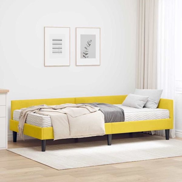 vidaXL Eckbettgestell mit Matratze Sonstiges 2 pcs Gelb Samt, 3393712