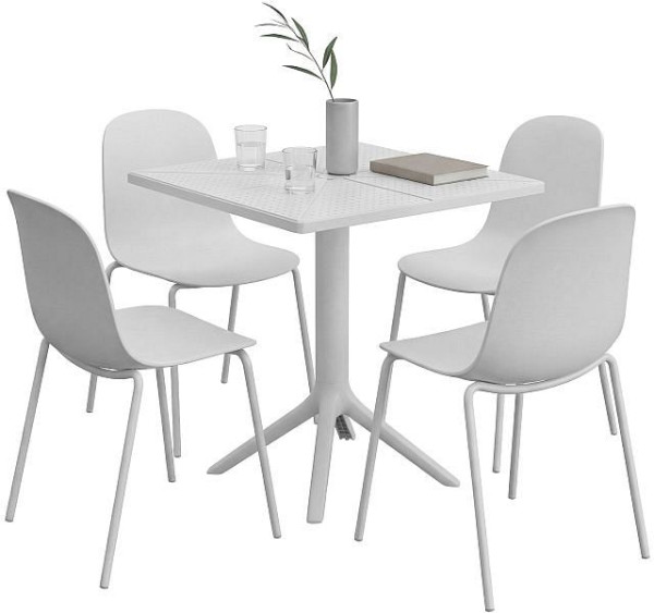 CLP Gartenmöbel-Set Nerra mit 4 Stühlen, weiß, 328146