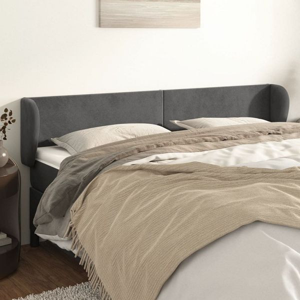 vidaXL Kopfteil mit Ohren Dunkelgrau 183x23x78/88 cm Samt, 3116925