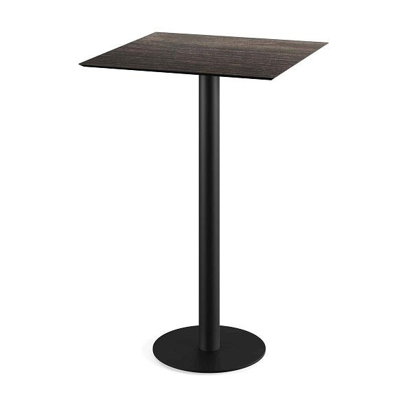 Feros Urban Stehtisch Schwarz gestell + Riverwashed Wood HPL 70x70 cm, 130041477