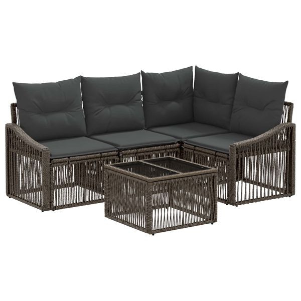 vidaXL Gartensofa-set 5-teilig Grau Poly-Rattan, 3436001