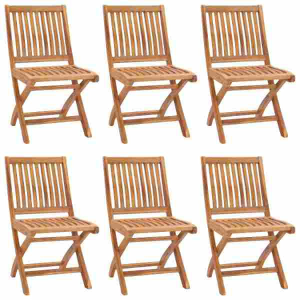 vidaXL Klappbare Gartenstühle 6 Stück Massivholz Teak, 3072805