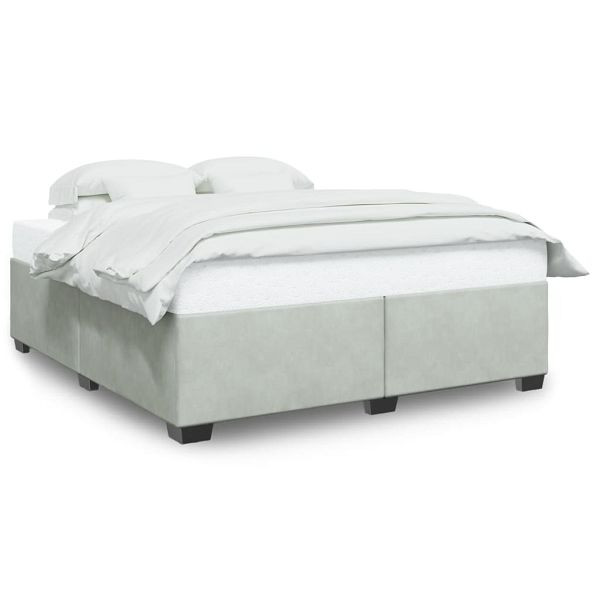 vidaXL Bettgestell Hellgrau 180x200 cm Samt, Material: Samt (100% Polyester), Sperrholz, Holzwerkstoff, massives Kiefernholz, 3284649
