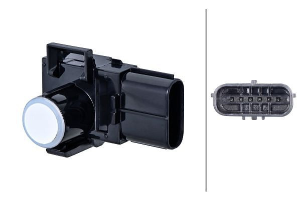 HELLA Sensor, Einparkhilfe, viereckig, 6-polig, gesteckt, lackierbar, 6PX 358 270-151