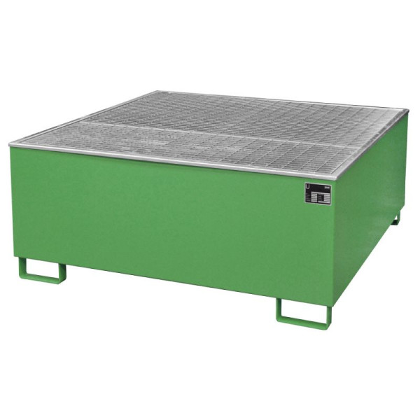 STEIN HGS Auffangwanne AW/PE, mit PE-Kunststoffeinsatz, 1000 Liter, RAL 6011 resedagrün, Gesamthöhe 630 mm, lackiert, 1 IBC 1000 Liter, 79188.0010