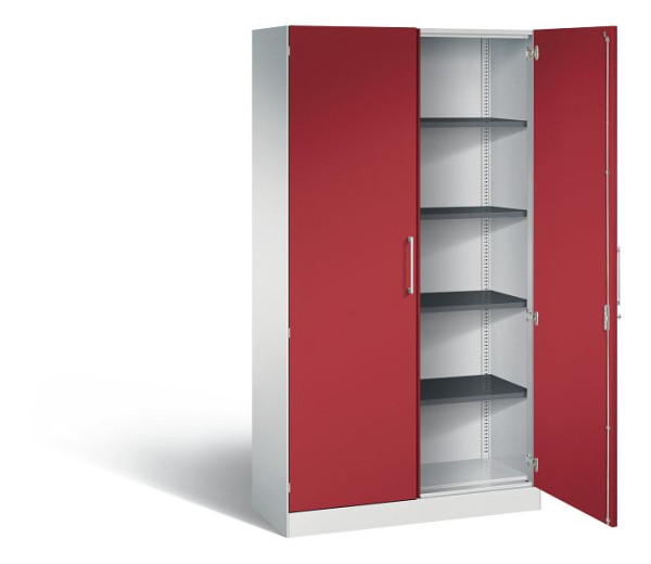 C+P Flügeltürenschrank Asisto, H1980xB1000xT435mm, Farbe: Lichtgrau / Rubinrot, Bügelgriff, 5 OH, 141002-000 S10272