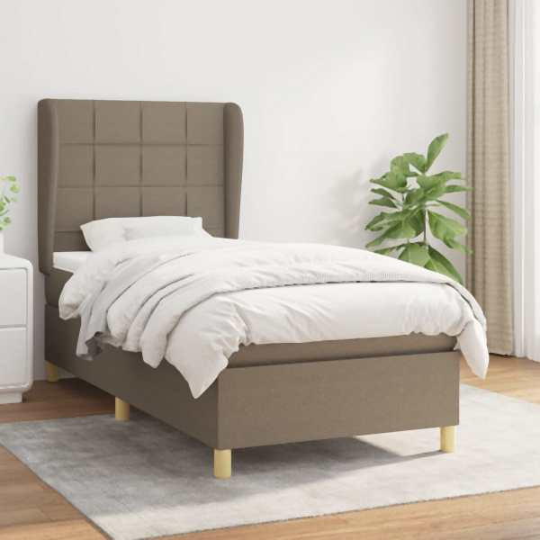 vidaXL Boxspringbett mit Matratze Taupe 90x200 cm Stoff, 3128497
