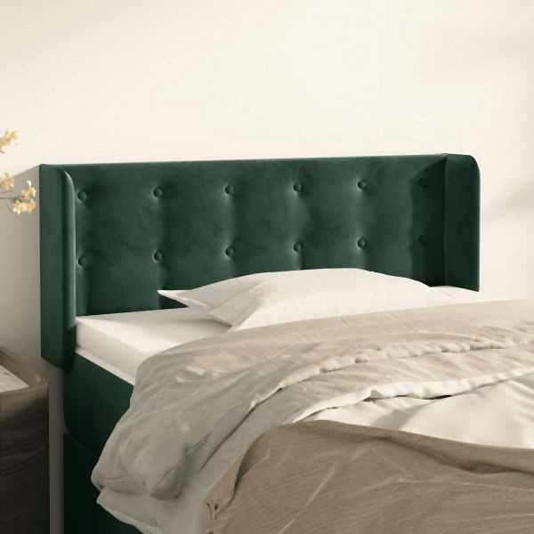 vidaXL Kopfteil mit Ohren Dunkelgrün 83x16x78/88 cm Samt, 3119235