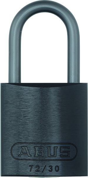 Abus Aluminiumschloss, 30 mm, mit Stahlbügel, 25 mm lichte Bügelhöhe, große Gravurflächen 72/30 color schwarz, VE: 6, 01805 3