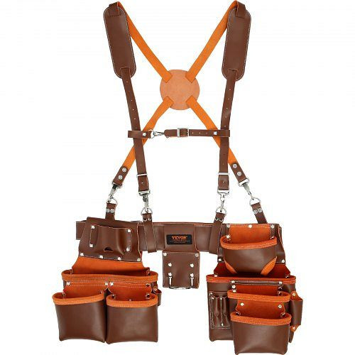 VEVOR Werkzeuggürtel Leder mit 19 Taschen Forstgürtel 736,6–1371,6mm Taillenumfang 50,8mm Gürtelbreite Werkzeugtasche, GJDDPGCGK000Z00KFV0