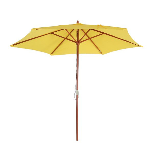 Mendler Sonnenschirm Florida, Gartenschirm Marktschirm, Ø 3m Polyester/Holz, gelb, 76722