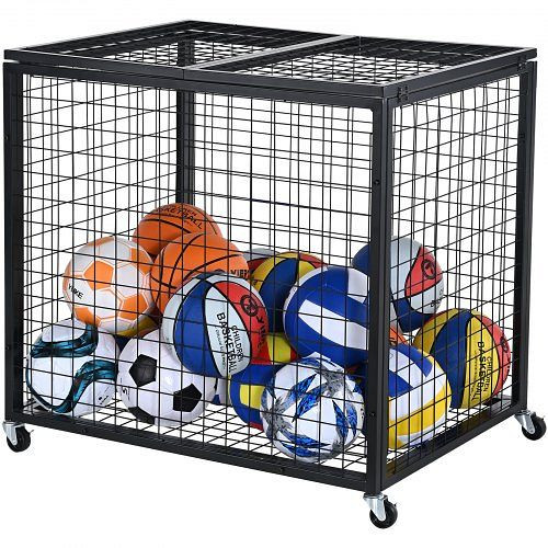 VEVOR Rollwagen zur Aufbewahrung von Sportbällen, Garagen, Organizer für Sportgeräte, Stahl, QL363026YCTJW44KTV0