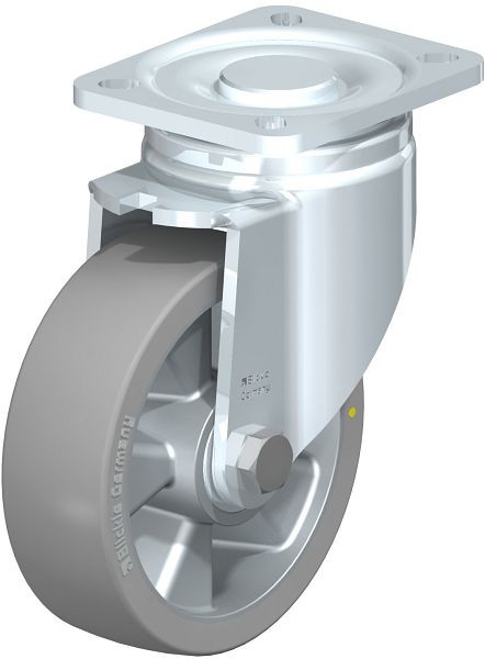 Blickle LH-ALTH 125K-1-AS Stahlblech-Lenkrolle, Schwerlast-Ausführung, mit Anschraubplatte, Blickle Extrathane®, Grau, 614131