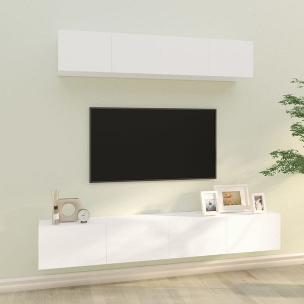 vidaXL 4-teilig TV-Schrank-Set Weiß Holzwerkstoff, 3114534