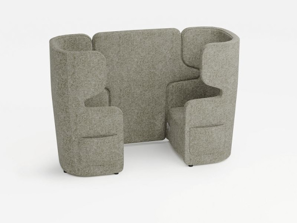 Bisley Vivo 2er-Set, gegenüberliegende Sessel mit hoher Rückenlehne, Farbe: hellgrau, Steckdose + 2xUSB + 2 Seitentaschen, VIVH2SETPS2WM0101