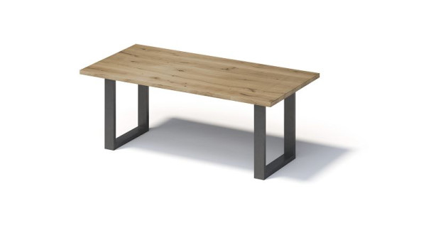 Bisley Fortis Table Regular, 2000 x 1000 mm, gerade Kante, geölte Oberfläche, O-Gestell, Oberfläche: natürlich / Gestellfarbe: blankstahl, F2010OP303