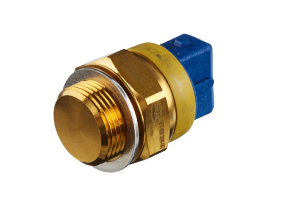 HELLA Temperaturschalter, Kühlerlüfter, 12V, 2-polig, Flachstecker, geschraubt, Schließer, Farbmarkierung: gelb, 6ZT 007 801-051