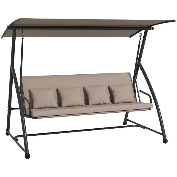 Outsunny Hollywoodschaukel mit Liegefunktion Grau 200x 125 x 170 cm, 84A-062V02GY
