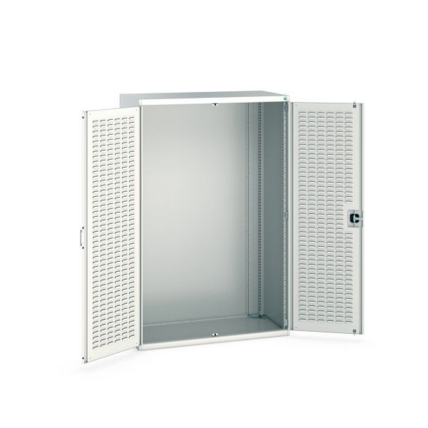 bott cubio Flügeltürschrank, mit Schlitzprägung in der Türrückseite, BxTxH: 1300x650x2000mm, RAL 7035, Lichtgrau, 40022020.16V