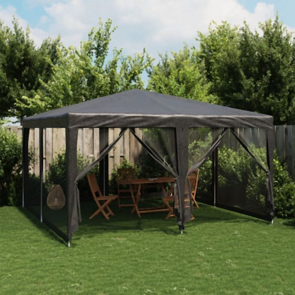 vidaXL Partyzelt mit 8 Mesh-Seitenteilen Anthrazit 4x4 m HDPE, 4010064