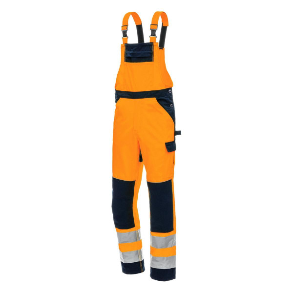 NITRAS MOTION TEX VIZ, Warnschutz-Latzhose, Größe: 27, Farbe: neonorange/marineblau, VE: 10 Stück, 7572-4121-27