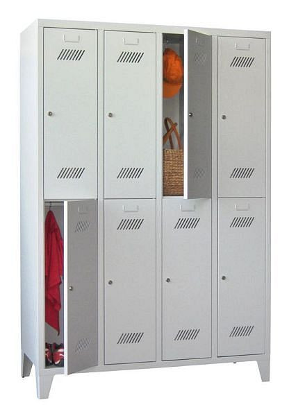 Pavoy Kleider-Schließfachschrank mit Füßen 1850/500/1200, 4b x 2h, Zylinderschloss, Abteilbreite 300, 60260-423-031-910905
